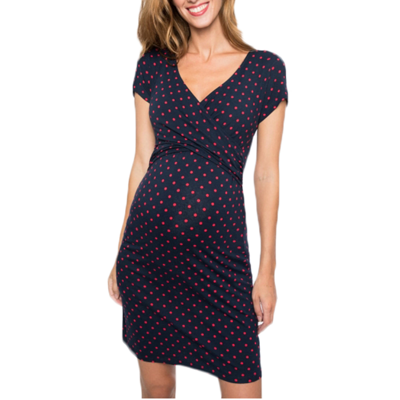 Polka Dot Print Short Sleeve V-neck 